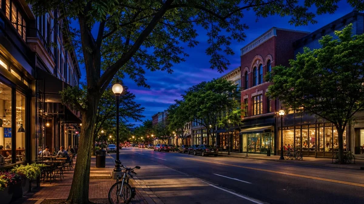 Ann Arbor, Michigan at dusk