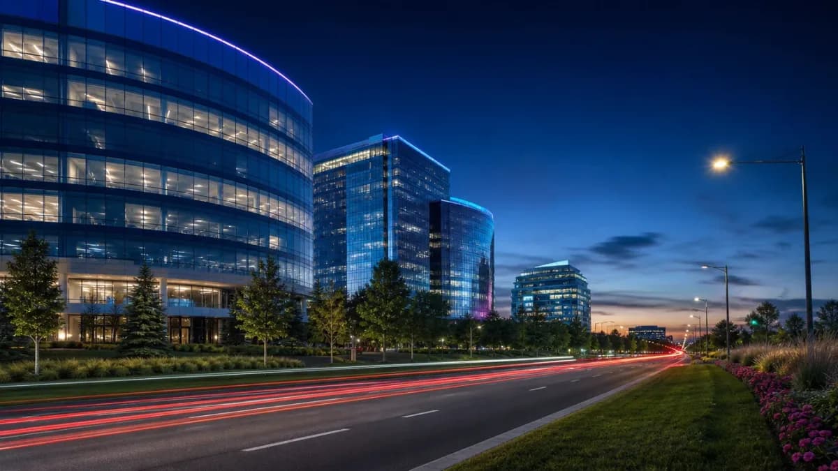 Troy, Michigan at dusk